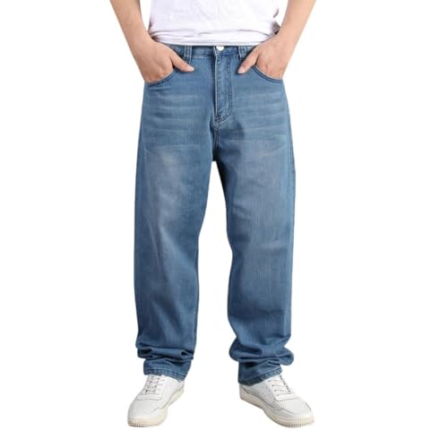 FASLOLSDP Jeans elasticizzati da uomo, estivi, casual, con vita elastica,