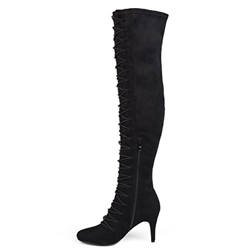 Brinley Co. Womens Regular and Wide Calf Vintage Almond Toe Over-the-knee Boots Black, 5.5 Regular US2