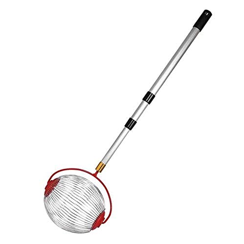 KEAIDO Nut Gatherer Collector, Fruit Picker Walnut Chestnut Harvester, Garden Manual Tool Acorn Cone Ball Basket with Adjustable Lightweight Telescopic Handle Rod for Yard Lawn Garden (Large-13'')