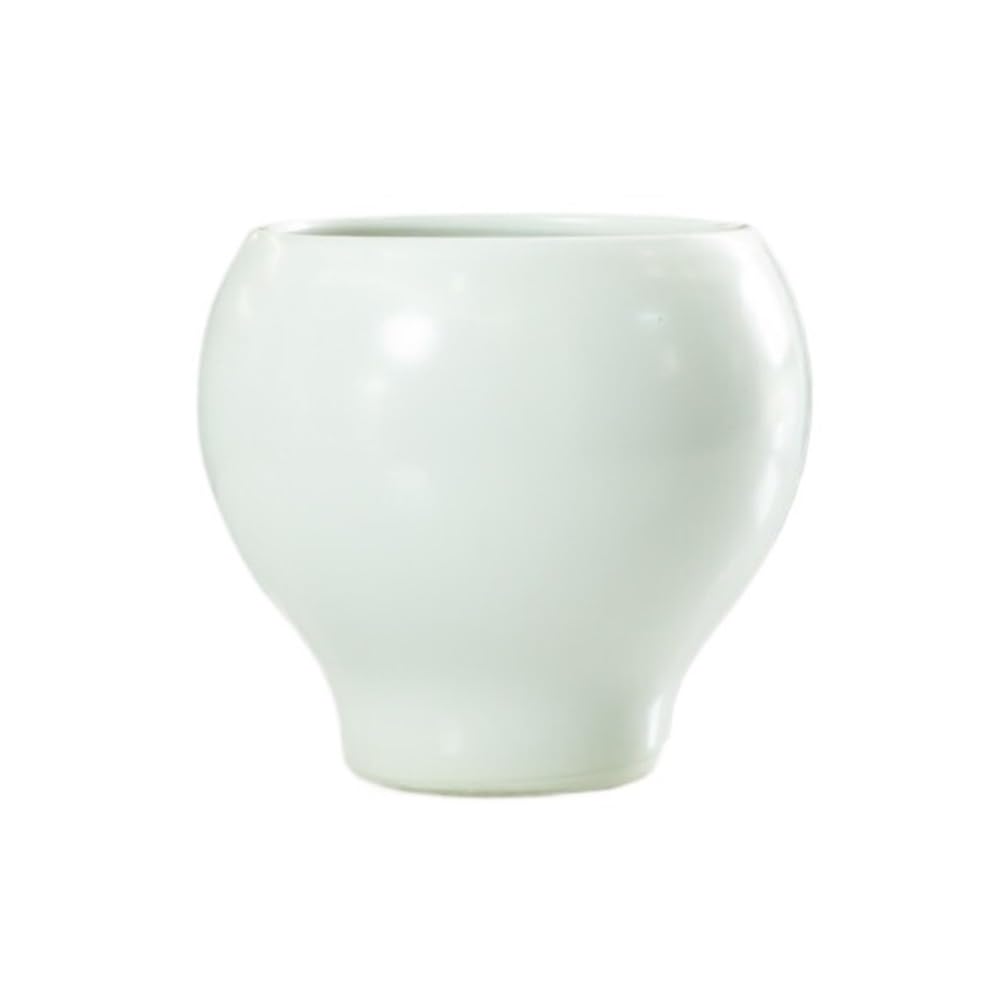 XBGfdySD ﻿Round Ceramic Glazed Flowerpot Dia 16 cm x H 19 cm Plant Planter with Drainage Holes Indoor and Outdoor Plant Container(White)