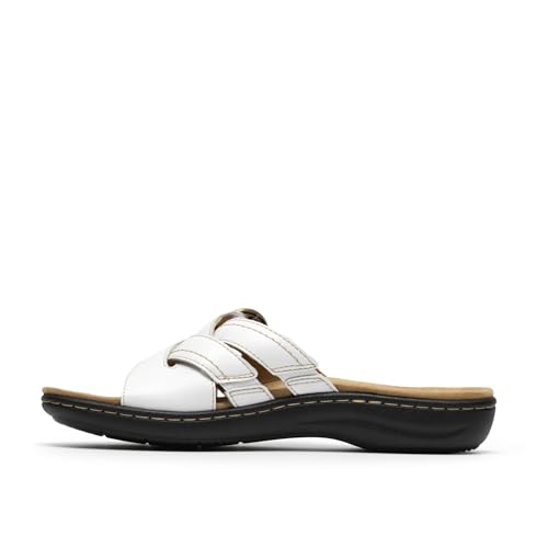 Clarks Clarks Collection Women's Laurieann Opal Flat Sandal, White Leather, 8.5 Medium US