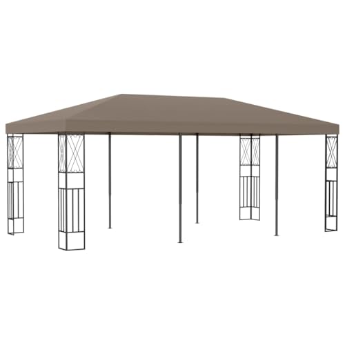 vidaXL Pavillon Partyzelt Gartenzelt Gartenpavillon Festzelt Garten Bierzelt Zelt Outdoor 6x3m Taupe Stoff Stahlkonstruktion mit Verzierungen