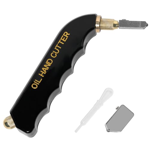 Image of Pistol Grip Glass Cutter with Auto Oil Feed, Professional Tungsten Carbide Glass Cutting Tool with 2 Replaceable Heads (2-12mm) for Stained Glass, Mirror, Tile and Mosaic