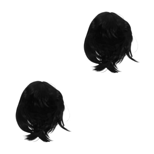 Perruque Courte Bob Droite pour Cosplay Halloween et Fêtes à Thème Look Naturel Noir