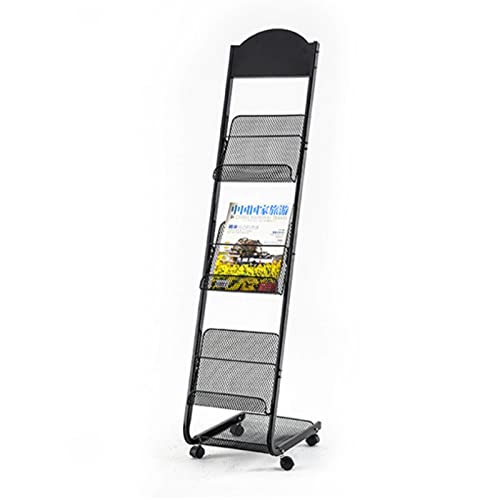 GAZOGJ Newspaper Racks Magazine Rack Slim Magazine Rack for Living Room, 4 Pockets Document Leaflets Catalogs Storage Stands, Hospitality Areas Foyer Mail Organizer - L Shape,Black