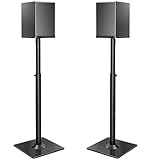ELIVED Adjustable Height Speaker Stands for Satellites Up to 10KG, Extend 720mm to 950mm, Universal Bookshelf Floor Speaker Stand with 2 Types of Foot Pads, Cable Management,1 Pair, Black EV5022-L