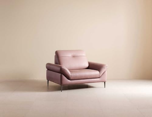 Image of Fabrique David Leatherette Sturdy Look 1 Seater Sofa Set with Puffy Light Pink | Luxury Comfortable Furniture Perfect for Home Guests Office & Living Room | Stainless Steel Legs