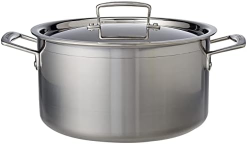 Le Creuset 3-warstwowy garnek ze stali nierdzewnej z pokrywką, 24 x 13,3 cm