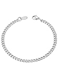 ChainsHouse - Pulsera de eslabones cubanos de acero inoxidable chapada en oro de 18 quilates, 3,5 mm a 12 mm de ancho, 21 cm, personalizable disponible, envía caja de regalo Plateado
