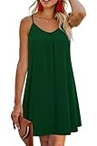 Picture of ULTRANICE Women's 2026 Spring Summer Casual Vacation Hawaiian Beach Dresses Cover Up V Neck Dark Green Backless Mini Sun Dress(Dark Green,M)