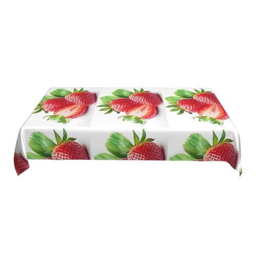 Nappe fraise 152x228 cm lavable : nappe de table cuisine, fête et mariage