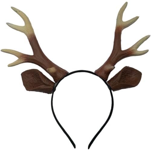 Lamdbao Serre-tête À Bois De Cerf pour Femme, Serre-tête Mignon avec Cornes Oreilles Réalistes, Accessoire Amusant pour Déguisement De Renne Cosplay.