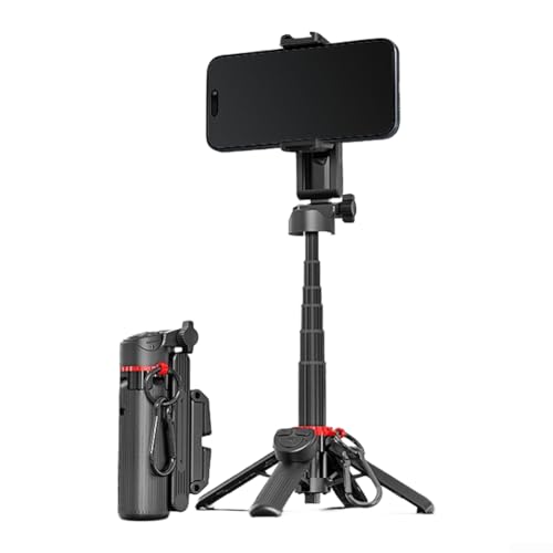 Trépied à selfie en alliage d'aluminium avec télécommande pour photographie sur smartphone, design compact et pliable extensible jusqu'à 41 cm (noir 1)