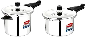 Pigeon Elite Tri-Ply Stainless Steel Pressure Cooker Combo- 2L & 3L Induction Compatible