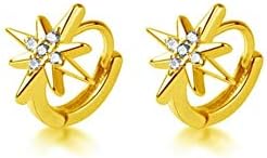 CZ Star Tiny Small Hoop Earrings S925 Sterling Silver for Women Girls Delicate Crystal Diamond Small Huggie Hoops Cartilage Earring Cuffs Wrap Studs Fashion Jewelry Gifts Sensitive Ears