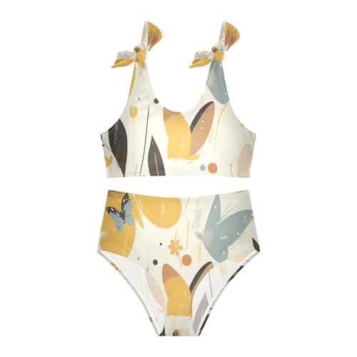 Butterfly Beautiful Brown Girl Two Pieces Kids Bikini Set Quick-Dry Swimsuit Swimming Suits Adjustable Strap3