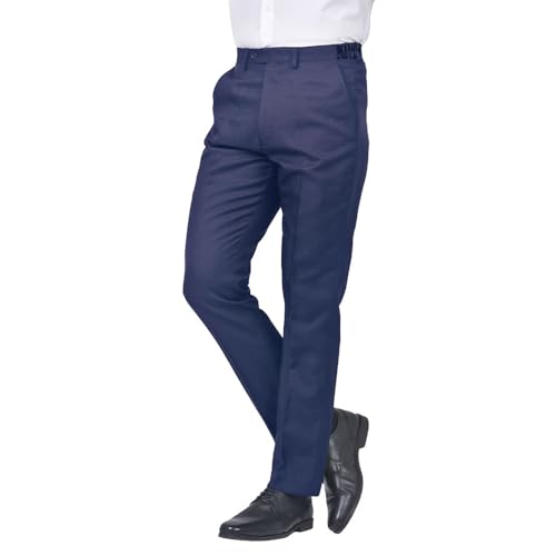 Jolliman Mens Plus Size Trousers Stretch Waist Big & Tall Trousers Pants Lightweight Smart Formal Business Office Waist 54W / 29L Navy