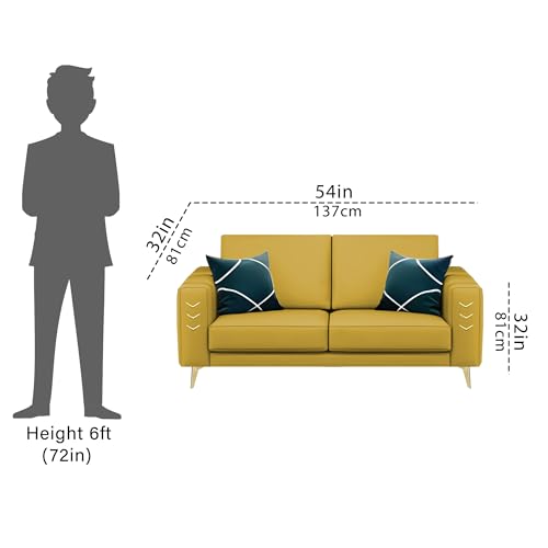 Image of Casaliving Falco 2 Seater Sofa Set for Living Room (Yellow Fabric) Premium Fabric Sofa