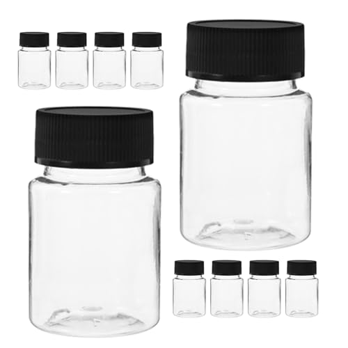Gadpiparty 24pcs 30ml Plastic Wide Mouth Reagent Sample Bottles with Black Screw Caps, Empty Oil and Chemical Storage Vials for Laboratory and Industrial Use