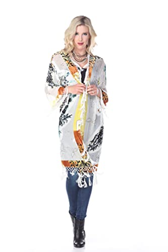 Aris A Hand-Beaded Silk Velvet Burnout Kimono