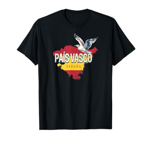 País Vasco España Retro Región Mapa Vintage Gaviota Recuerdo Camiseta