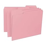 Tab Material: Vinyl Interior File Folders, 1/3 Cut Top Tab, Letter, Pink, 100/Box