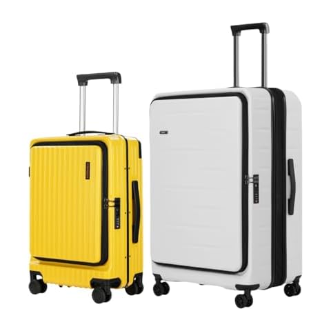 CENSIEN 20 Inch Aluminum Frame Carry On Luggage and Expandable 28 Inch Checked Luggage with Spinner Wheels, Luggage Sets 2 Pieces, ABS+PC Hard Shell Suitcase with Front Opening, TSA Lock(20/28) Cover