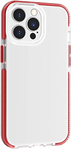 Coque iPhone 13 Pro Max antichoc fine et transparente avec bordure rouge anti-jaune