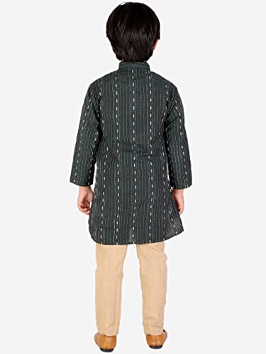 Image of Pro-Ethic Style Developer Boys Cotton Floral Ethnic Wear Kurta & Contrast Pajama Set (152)