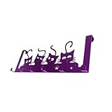 MAESTRO FERRETERO MarCan - Perchero Metálico de Puerta con Forma de Gato Morado Brillo con 6 Ganchos 635 x 215 mm – Decorativo y Resistente – Ideal para Dormitorio, Baño o Entrada