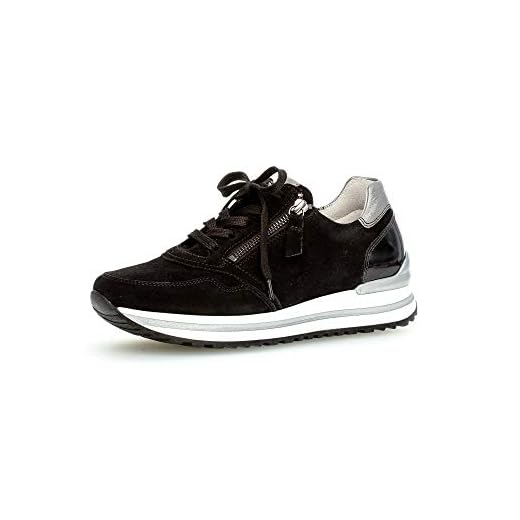 Gabor Damen Sneaker, Frauen Low-Top Sneaker,Best Fitting,Reißverschluss,Optifit- Wechselfußbett, elegant Women's,schwarz (schwarz),40.5 EU / 7 UK 5 Gabor Damen Low Top Sneaker, Frauen Halbschuhe,lose Einlage,Komfortable Mehrweite (H),Freizeitschuhe,Sneaker,Wedge,schwarz/Grey(perf),40 EU / 6.5 UK