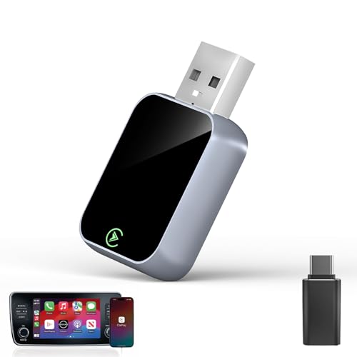 Enhanlife Wireless CarPlay Adapter for iPhone, Bluetooth & Wi-Fi, 3X Auto-Connect, No Latency, Apple CarPlay Compatible USB A/C,Plug and Play, Convert Factory Wired to Wireless Car Play Adapter