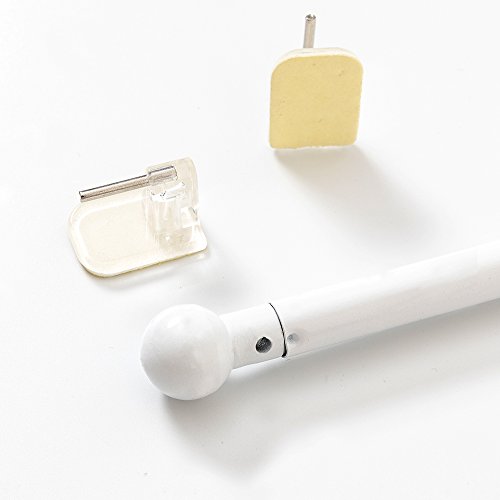 Jinchan French Door Curtain Rods White Magnetic Rod No Drill Adjustable Cafe Rod Metal Rod For Door Front Door Patio Hard Ware Multi-Use Four Adhesive Hooks Tool Free For Tier Curtain 26 To 48 Inch #TOP3