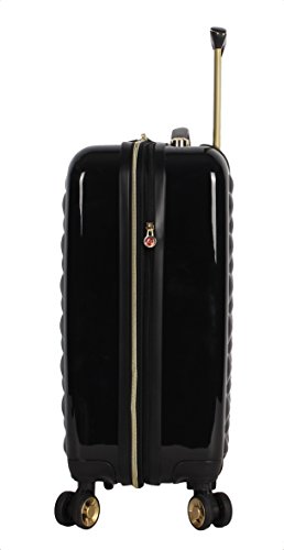 Betsey Johnson Designer 20 Inch Carry On - Expandable (Abs + Pc) Hardside Luggage - Lightweight Durable Suitcase With 8-Rolling Spinner Wheels For Women (Heart To Heart Black) #TOP3
