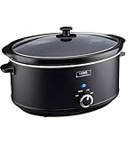 Cooks Professional Slow Cooker 6.5 Litre with Glass Lid, Cool Touch Handles, Dishwasher Safe Bowl, 2 Heat Settings & Keep Warm Function | Large One Pot Cooking Machine | Black