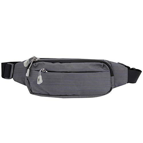 Riñonera Impermeable Riñonera Deportiva Unisex Cinturón para Correr con Múltiples Bolsillos con Cremallera para Gimnasio Senderismo Viajes Tela Oxford Negro Gris 12.6 Pulgadas (Gris)