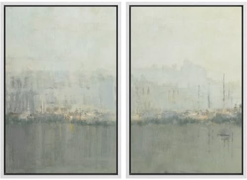 IDEA4WALL Framed Canvas Print Wall Art Set Abstract Skyline Cityscape