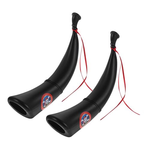 Toyvian 2pcs Pirate Horn Prop, Halloween Cosplay Costume Accessory, Plastic Black Pirate Blowing Horn for Kids and Adults, Perfect for Parties, Festivals, and Role-Playing Role Playing Prop