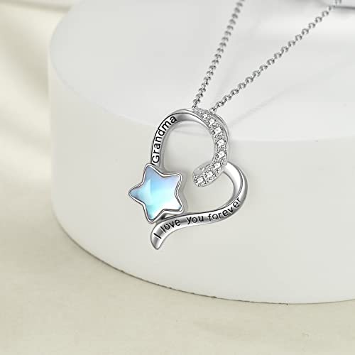 Poplyke Grandma Necklace Gifts For Grandma From Granddaughter Sterling Silver Star Moonstone Necklace Mothers Gifts For Women Girls (Silver-Moonstone Grandma) #TOP3