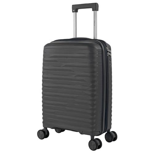 ITACA - Maleta Cabina 55x40x20 rígida con Ruedas Tipo Trolley Ligera Apta para avión y Ryanair - Equipaje de Mano para Viajes Cortos. Candado de Combinación Extensible, Negro