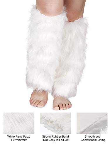 SATINIOR 2 Pairs Faux Fur Cuffs Furry Long Leg Warmer Wrist Boot Cuff3