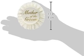 Beistle Mother Of The Groom Satin Button, 3½", White/Gold image 3