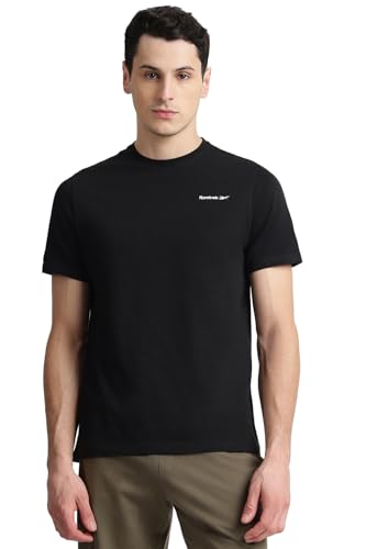 Image of Reebok Men's 100% Cotton Casual T-Shirt - Pure Cotton Soft Breathable Regular Fit Half Sleeve Tee for Men | Round Neck Tshirt for Men Cotton Tshirt