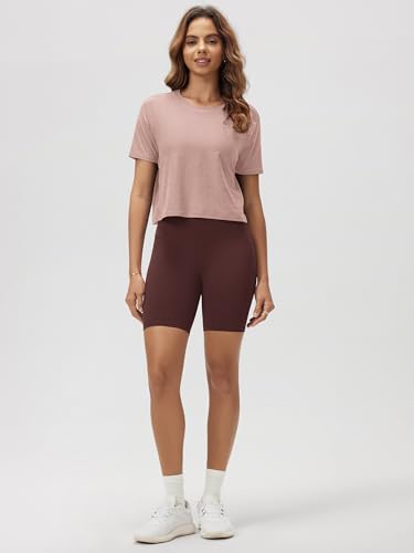 Image of ODODOS Women's Performance Cropped Tee Ultra Soft odSTRATUM Tech Short Sleeve Relaxed Top Crew Neck T-Shirts