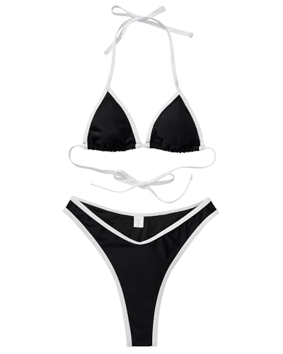Image of MOSHENGQI Women Sexy Brazilian Bikini 2 Piece Spaghetti Strap Top Thong Swimsuit Bathing Suit