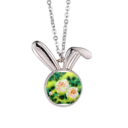 Pendentif Lapin Bijoux Fleur Peinture Collier Tendance pour Femme