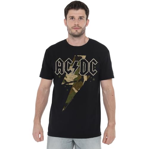 AC/DC Camo Bolt t-shirt mixte anti-déformation pour style rock durable