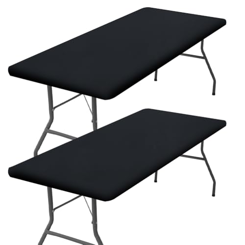 GORGECRAFT 2 paquet de Nappe de Pique Nique Rectangulaire Imperméable Élastique en Polyester Convient aux Tables Pliantes Lavables et Lavables pour le...