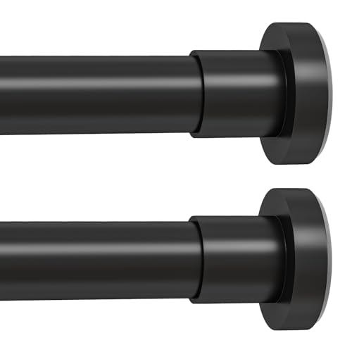 HTZON Shower Curtain Rod Spring Tension:2Pack Black Shower Rods for