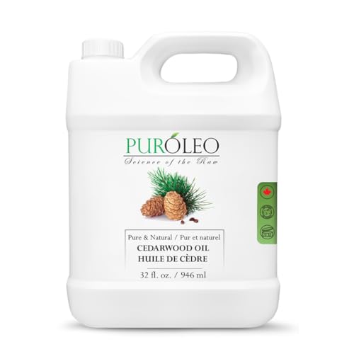 PUROLEO Cedarwood Essential Oil 32 Fl Oz/946 ML (Packed in Canada) 100% Pure & Natural Cedarwood Oil for Aromatherapy Relaxation and Skin Care - Cedarwood Oil for Diffuser